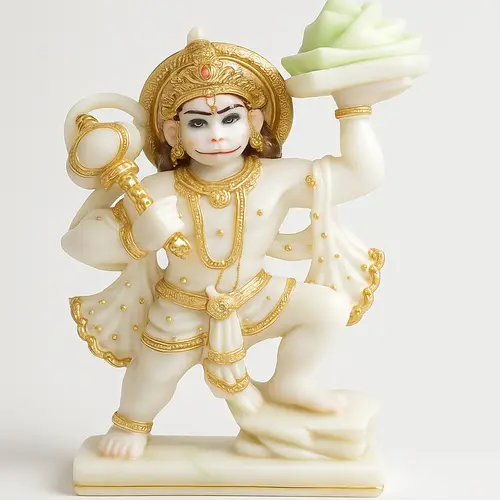 White Marble Hanuman Worship Statue