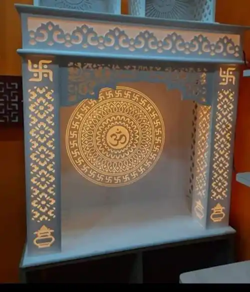 White Polished Corian Pooja Machine, Office