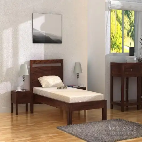 Wooden Single Bed w/ Drawers