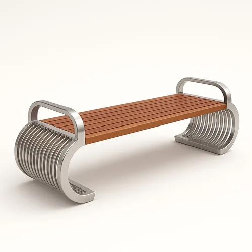 WOODEN TOP STAINLESS STEEL BENCH