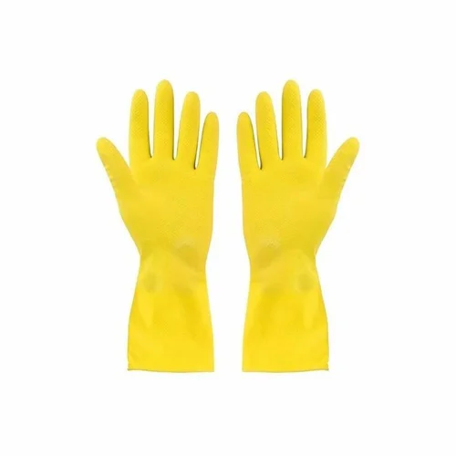 Yellow Household Rubber Gloves, Free Size