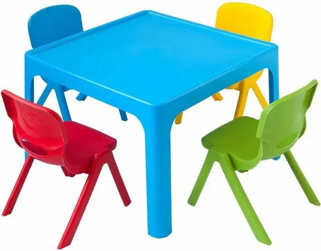 Yellow Plastic FRP Square Child Table