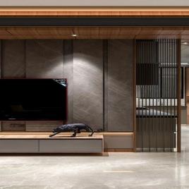 Teak Wood Laminate Finish Wall TV Unit