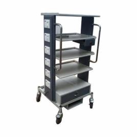 White Blue SS Laparoscopic Instrument Trolley, Hospital Grade
