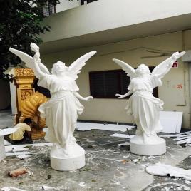White Carved FRP Angel Decorative Sculpture