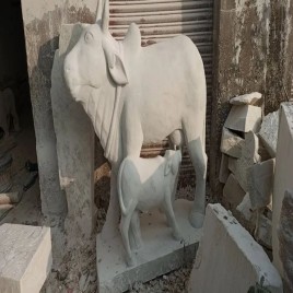 White Marble Ganesha Statue, Exterior Decor, 12 Inch