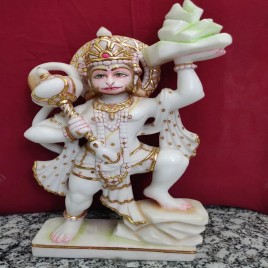White Marble Hanuman Worship Statue