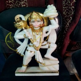 Multicolor White Marble Hanuman Statue