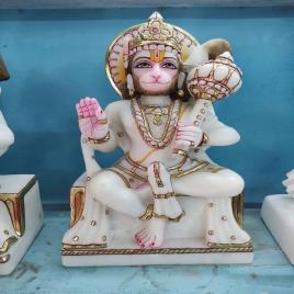 White Marble Hanuman Sculpture, Temple Decor