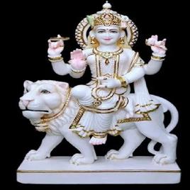 Painted Marble Durga Statue 36 Inch