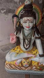 White Painted Marble Lord Shiva Statue (3.5ft)
