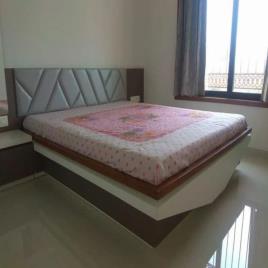 White Teak Wood Storage Headboard