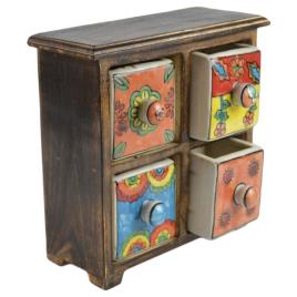 Square Wooden Ceramic Trinket Chest Box