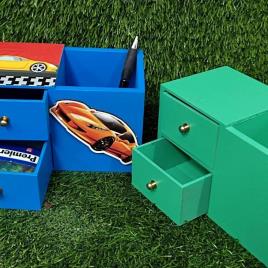 Wood MDF Decorative Pen Holder, 8x4x5 Inches