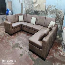 Wooden 6 Seater U-Shape Sofa Set