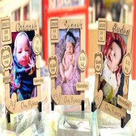 Wooden MDF Born Baby Detail Frame, Gift