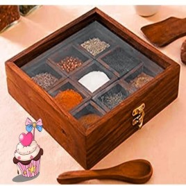 9 Container Wooden Spice Box