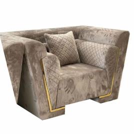 Wooden Velvet Sofa Chair with Cushion - Single Seater