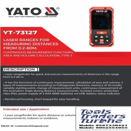YATO 60 Metres Or 197 Feet LASER RANGES FOR MEASURING DISTANCES FROM 0.2-60M, Medium, Model Name/Number: YT-73127