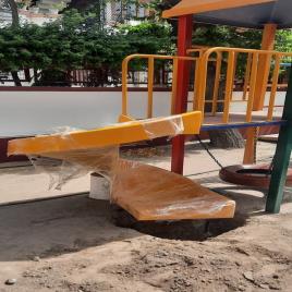 Yellow Playground Fiberglass Spiral Slide