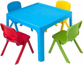 Yellow Plastic FRP Square Child Table