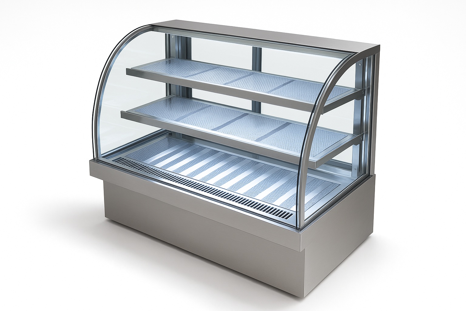 Silver Curved Cold Display Counter