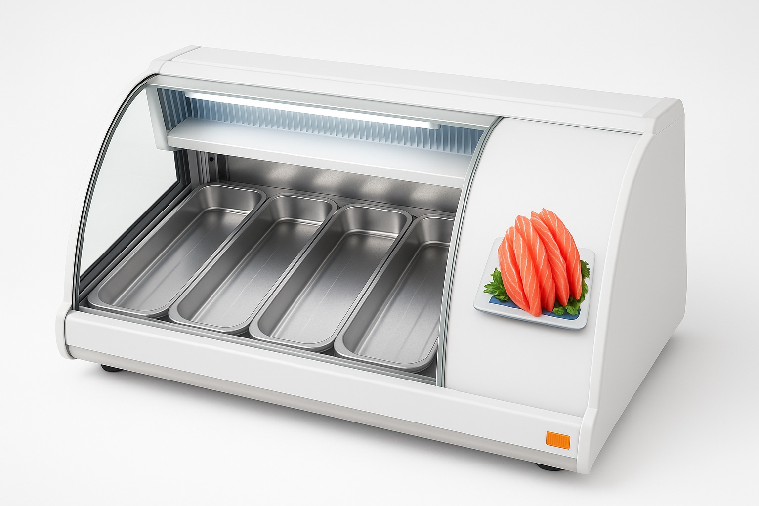 White Glass Restaurant Sushi Showcase